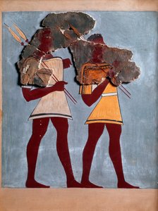 Mykensk konst: krigare. Fragment av fresk från Tiryns palats och rekonstitution av Mycenaean