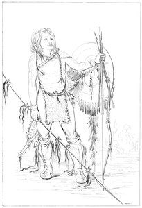 Comanchehövding, den stora Comanchebyn, 1841. av Myers and Co