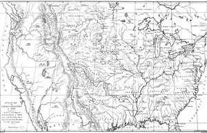 Karta över Nordamerika med platser för indianstammar, 1841.