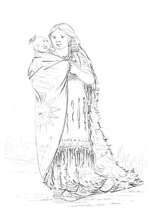 Indianskvinna och baby. av Myers and Co