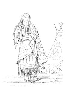 Porträtt av kvinna som slår många, indiankvinna, 1841.