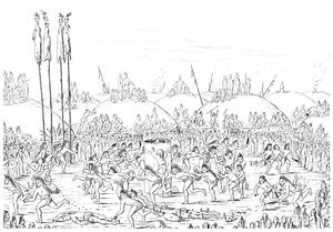 Religiös ceremoni, Mandan Village. av Myers and Co