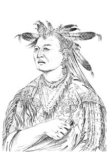 The Bloody Hand, en av hövdingarna för Riccaee-stammen, 1841.