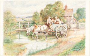 Barn i en vagn av Myles Birket Foster
