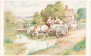Barn i en kärra av Myles Birket Foster