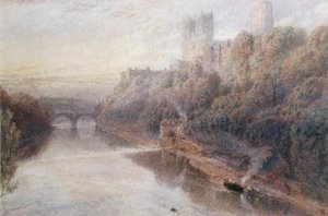 Durham Castle (akvarell på papper) av Myles Birket Foster