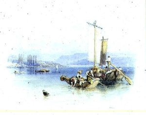 Comosjön, Italien (akvarell) av Myles Birket Foster