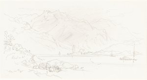Sjön i ett bergigt landskap av Myles Birket Foster