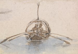 En av en grupp på tre studier av gondoler av Myles Birket Foster