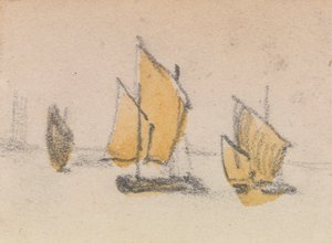 En av en grupp av tre studier på den venetianska lagunen av Myles Birket Foster