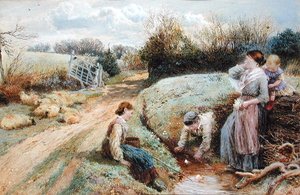 Segelleksaksbåtar i strömmen av Myles Birket Foster