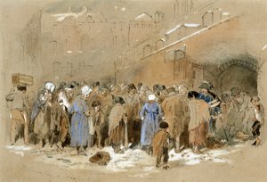 The Distribution of Coals (akvarell  bodycolour på papper) av Myles Birket Foster