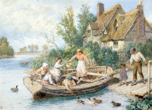 Färjan (akvarell) av Myles Birket Foster
