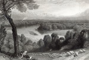 Themsen från Richmond Hill, graverad av J. Saddler, tryckt av Cassell, Petter och Galvin av Myles Birket Foster