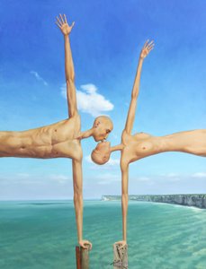 Ett surrealistiskt kyssande par