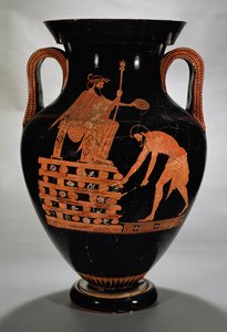 Attic röd-figur buken amfora föreställande Croesus på hans bål, från Vulci, c.500-490 BC (keramik)