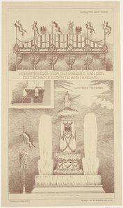 Dekorationer vid den tyska kejsarens besök i Amsterdam, 1891 Dekorationer för mottagandet av den tyske kejsaren i Amsterdam (titel på objekt) av NV Drukkerij G.J. Thieme