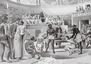 Slavar som vittnar under tortyr (litho) av N. Prescott Davies