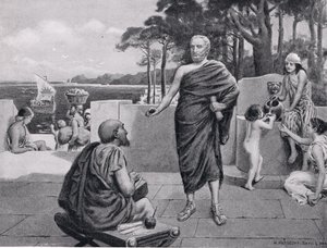 Thukydides i exil, illustration från Hutchinsons History of the Nations, 1915 av N. Prescott Davies