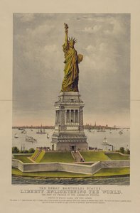 Den stora Bartholdi-statyn, Liberty Enlightening the World, The Gift of France to the American People, c.1885 (kromolitografi) av Currier and Ives