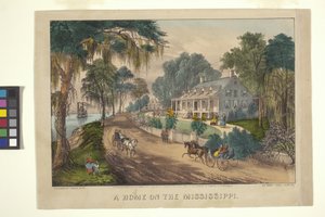 A Home On The Mississippi (handfärgad litografi)