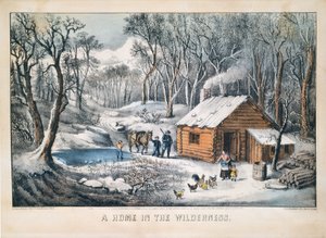 Ett hem i vildmarken av Currier and Ives