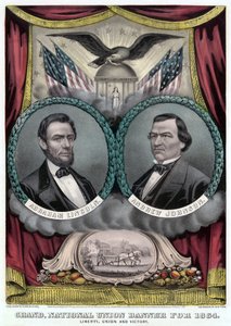Grand National Union Banner för 1864 (färglitografi) av Currier and Ives