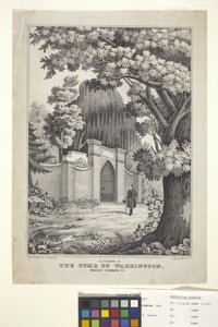 Lafayette at the Tomb of Washington (handfärgad litografi)