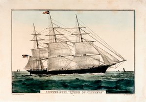 Litografi med titeln "Clipper Ship 
