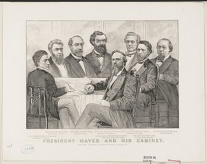 President Hayes och hans kabinett, ca 1877 (litho) av Currier and Ives