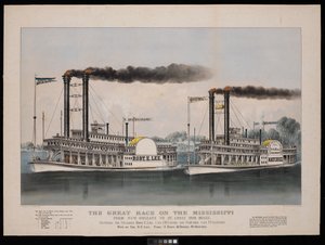 Det stora racet på Mississippi från New Orleans till St. Louis 1210 miles. Mellan ångarna Robt. E. Lee... och Natchez... Vann av R.E. Lee