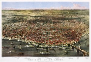 Staden St. Louis, ca 1874 (färglitografi) av Currier and Ives