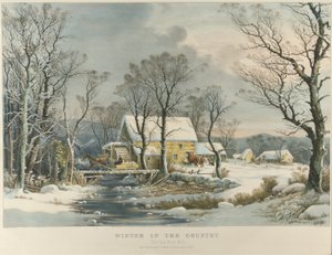 Vinter på landet, The Old Grist Mill av Currier and Ives