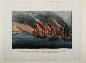 Bombardement och tillfångatagande av Fort Henry, Tenn, c.1862 av N. and Ives, J.M. Currier