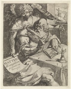 Matteus evangelisten Matthei Evangelium öppnar och argumenterar (titel på objekt) Titelsida för: S. van Til, Het euangelium des H. apostles Matthæi (...) öppnad med kortfattade anteckningar, 1687 av N. van Til