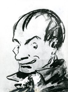 Karikatyr av Charles Baudelaire (1821-67) (penna på papper) (s/v foto) av Nadar