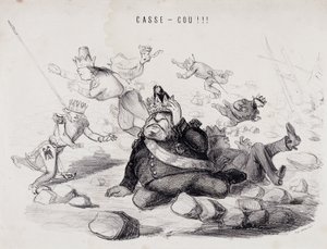 Dareneck!!! (Nackbrott). Litografi av Gabriel Aubert, tryckare i Paris som ger ut tidningen "La Caricature" av Nadar