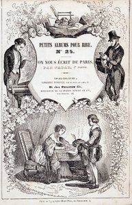 Frontispice av "Små album för skratt nummer 25. De skrev oss från Paris. Andra delen”,1850 (gravyr) av Nadar