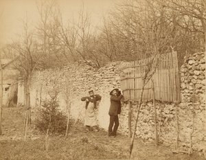 Ermitage de Sénart, en trädgårdsmästare och Jules Belaube av Nadar [Gaspard Félix Tournachon]