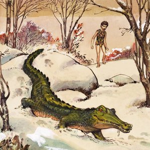 Peter follows the Crocodile, illustration ur "Peter Pan" av J.M. Barrie (gouache på papper)