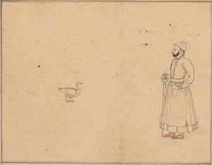 Raja Balwant Dev Singh och en svan, ca 1750-55