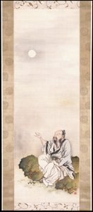 Gentleman Beholding The Moon (bläck och färg på siden) av Nakabayashi Chikkei