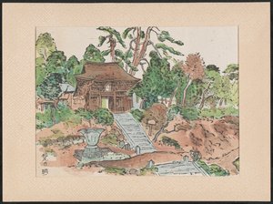 De Matsunodera tempel Aobayama Matsuodera Temple (titel på objektet) Houtsnedes van heilige Kannon tempels (serietitel) Wooblock-tryck av heliga Kannon-tempel (serietitel på objekt) Mokuhanga Kannon reijô sen (serietitel på objekt)