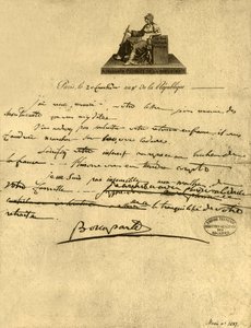 Brev från förste konsul Napoleon Bonaparte till greven av Provence, 6 september 1800, 1921.