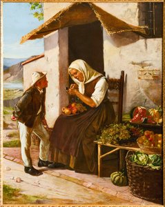 Hos grönsakshandlaren (olja) av Narciso Malatesta
