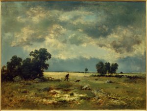 Åskväder landskap (med jägare)