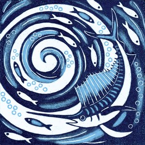 Sailfish, 2010 (träsnitt i färg) av Nat Morley