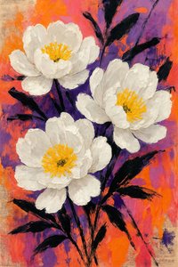 Abstrakta pionblommor av Natalie Bruns