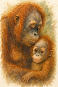 En öm omfamning från en orangutang av Natalie Bruns