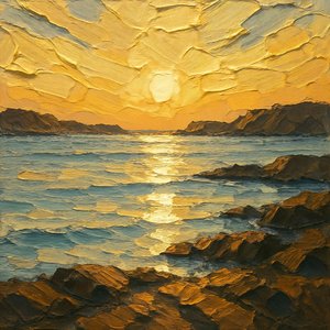 Solnedgång över det gyllene havet av Natalie Bruns